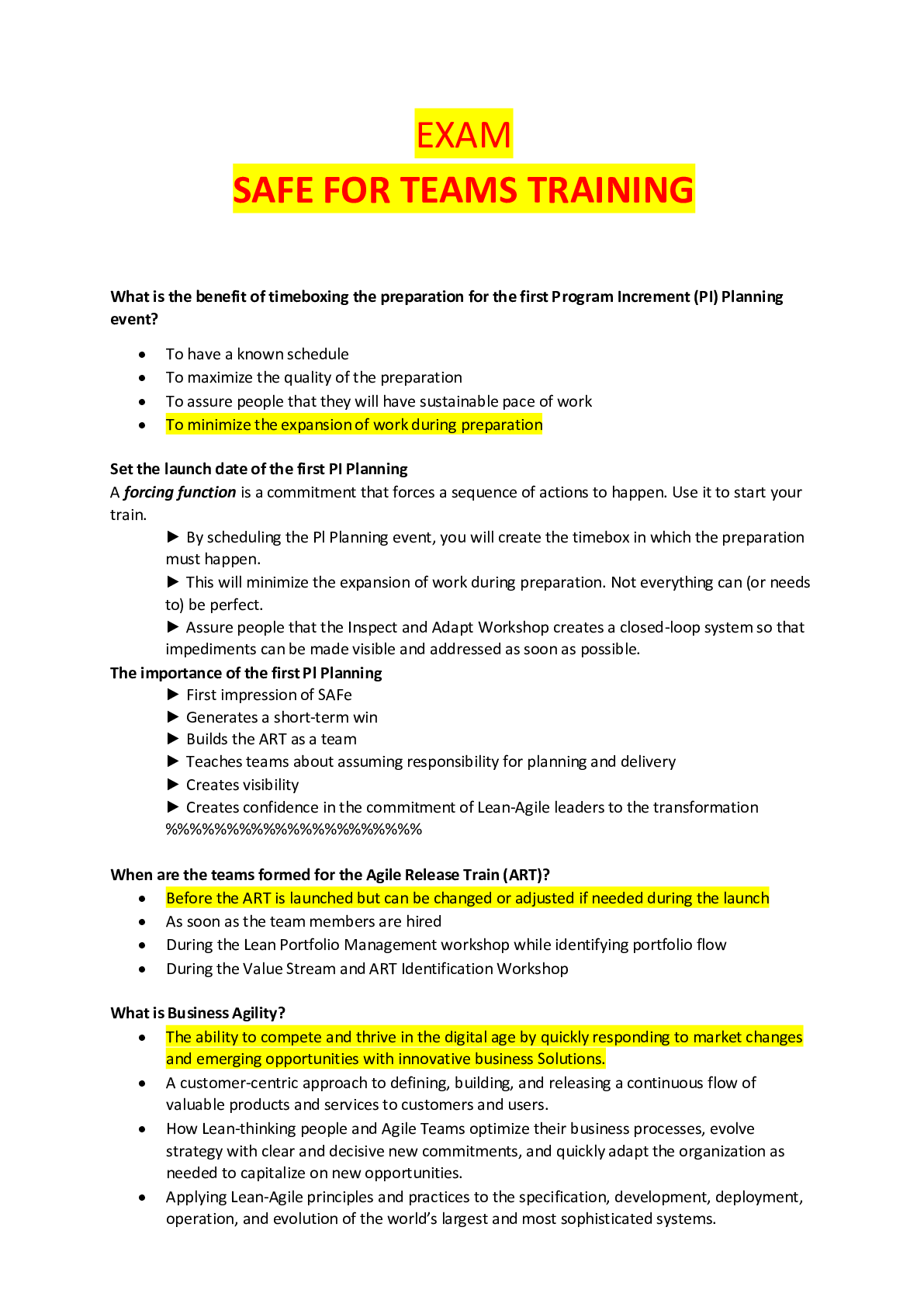 Preview of EXAM SAFe For Teams Training 2022/2023/100% Verified